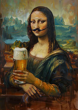 Mona Lisa Beer Mustache