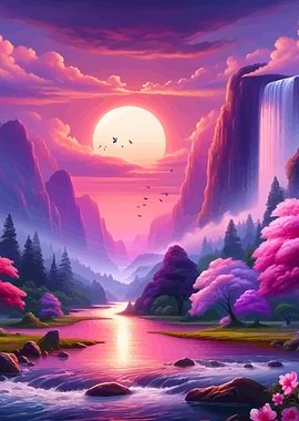 Purple Nature Scape Sunset