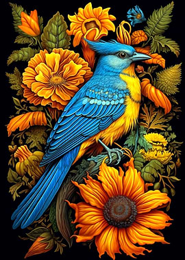 Blue Jay x Flowers