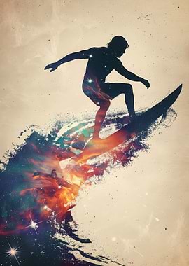 Surfing Galaxy Silhouette