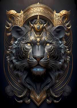 Black Tiger King Art Deco