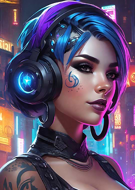 Cyberpunk girl purple 5