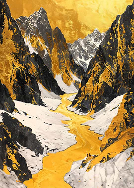Mountain River of Gold Art