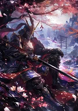 vigilant Japanese samurai