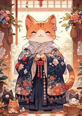 Cat Kimono Japan