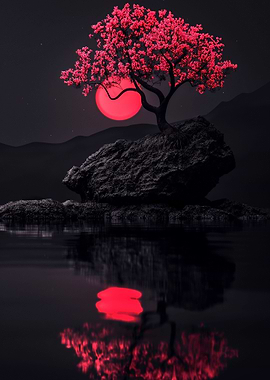 Tree Moon Reflection