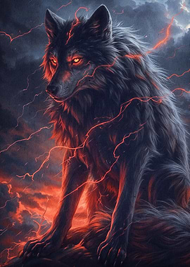 black wolf with red eyes