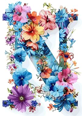 Flower Alphabet Letter N