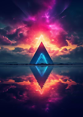 rainbow neon triangle