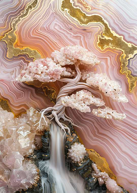 Pink Agate Bonsai Tree
