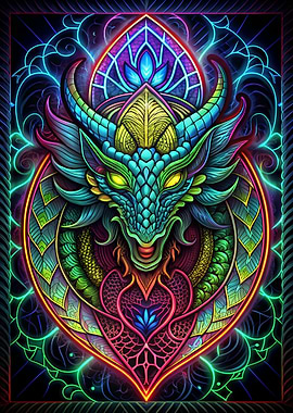Stained Glass Dragon Neon
