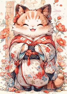 Cat Kimono Japan