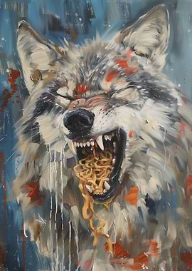 Funny Angry Gray Wolf Food
