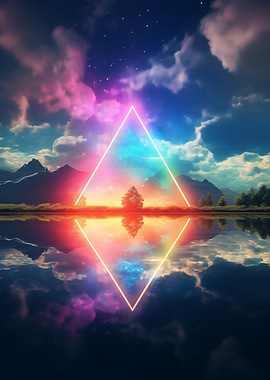 glowing neon triangle