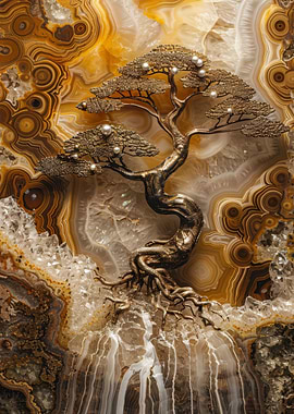 Jeweled Bonsai on Agate