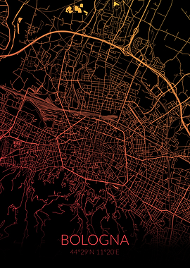 Bologna Black Orange Map