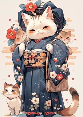 Cat Kimono Japan