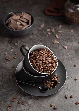 A cup of coffee beans