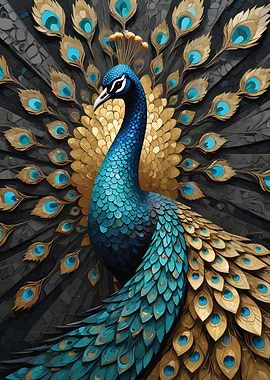 Abstract Peacock Kintsugi