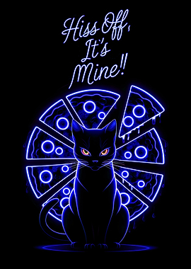Blue Neon Pizza Cat