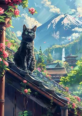 Scenery cat at Fuji mount