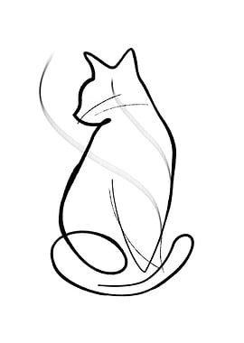 Simple Cat Line Art