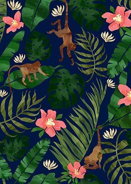 Tropical Garden Dark Blue