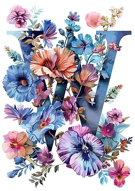 Flower Alphabet Letter W