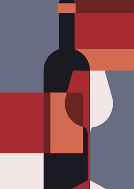 Wine bottle and glass