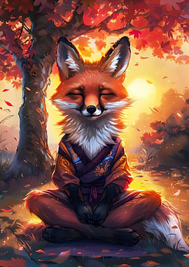 Zen Meditating Fox