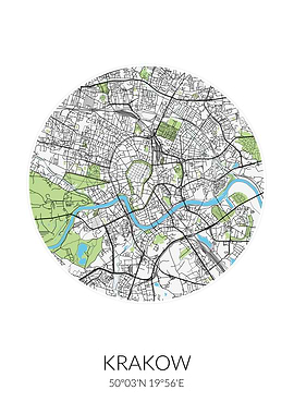 Krakow Circle City Map