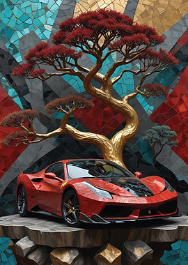 Red Ferrari landscapes