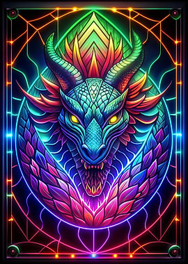 Stained Glass Dragon Neon