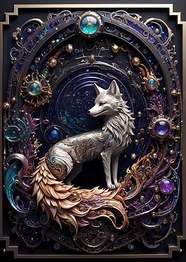 Golden Silver Fox Art Deco