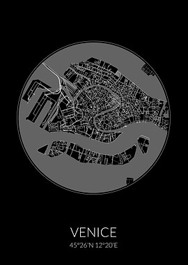 Venice Circle Black Map