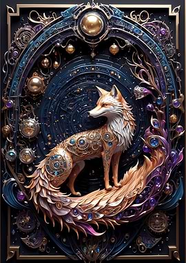 Mythical Red Fox Art Deco