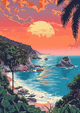 Big Sur Beach Pixel Art