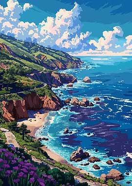 California Coast Pixel Art