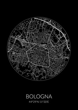 Bologna Circle Black Map