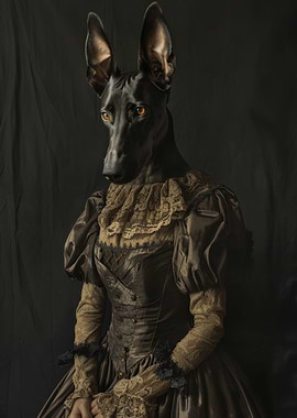 Doberman in Vintage Robe