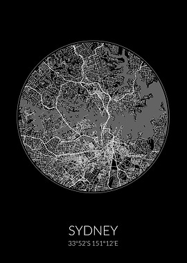 Sydney Black Circle Map
