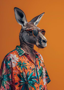 Kangaroo With Floral Shirt