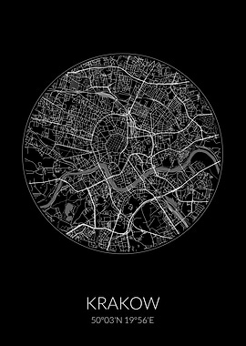 Krakow Black Circle Map
