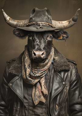 Bull Wearing Jacket Hat
