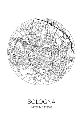 Bologna White Circle Map