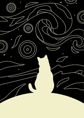 Starry Night Cat