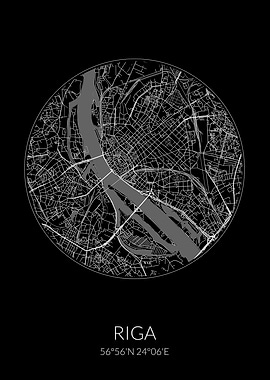 Riga Black Circle Map