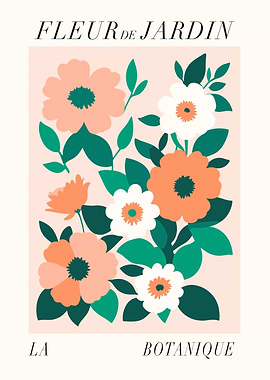 Girly Floral Peach Art