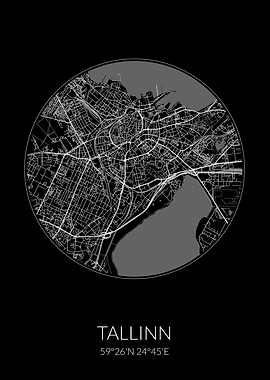 Tallinn Black Circle Map