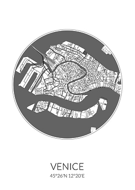 Venice White Circle Map